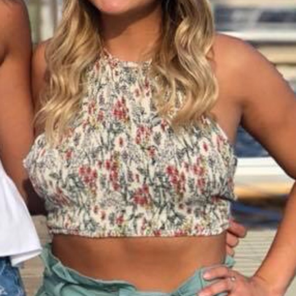 Halter floral crop top